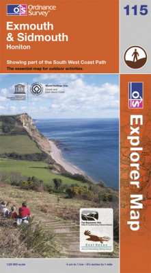 Exmouth / Sidmouth 1:25.000 turistická mapa OS #115