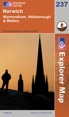 Norwich / Wymondham / Attleborough / Watton 1:25.000 turistická mapa OS #237