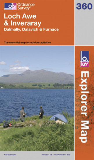 detail Loch awe / Inveraray 1:25.000 turistická mapa OS #360