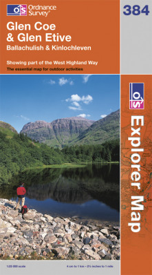 Glen Coe / Glen Etive 1:25.000 turistická mapa OS #384
