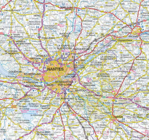 detail Nantes plán města 1:15t ExpressMap