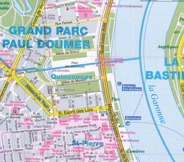 detail Bordeaux plán města 1:15t ExpressMap