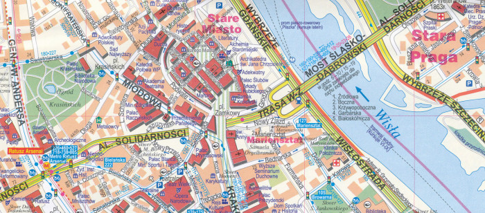 detail Varšava (Warszawa) 1:26t mapa ExpressMap