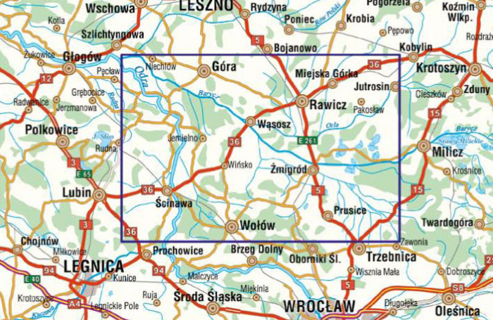 detail Dolina Baryczy mapový set 1:65.000 západ / 1:70.000 východ