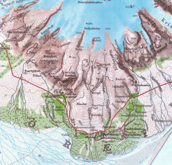 detail Skaftafell NP Island 1:25t - 100t mapa FERDAKORT