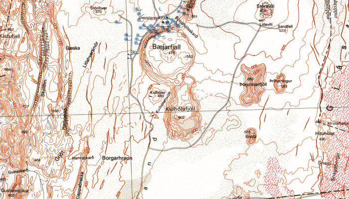 detail Husavik, Myvatn (Island) 1:100t mapa FERDAKORT