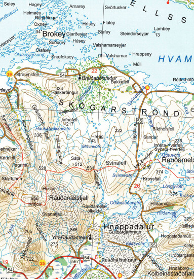 detail Snaefellsness, Borgarfjordur (Island) 1:200t mapa FERDAKORT