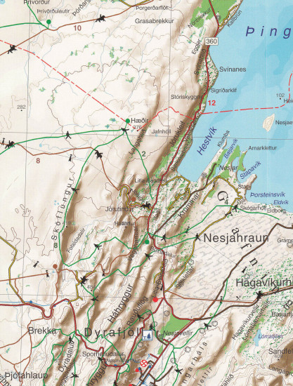 detail Jihozápadní Island - Sudvesturland 1:75t mapa FERDAKORT