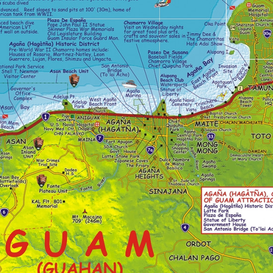 detail Guam 1:94t guide & dive mapa FRANKO´S