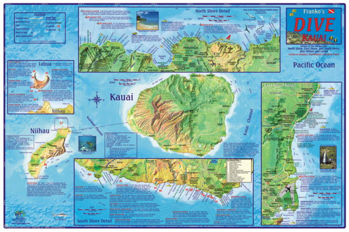 detail Kauai 1:160t Dive mapa FRANKO´S