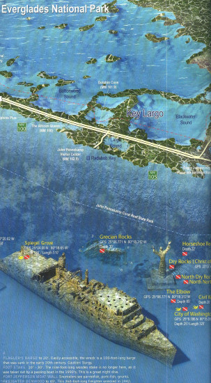 detail Florida Keys 1:140t 3D mapa vraků FRANKO´S