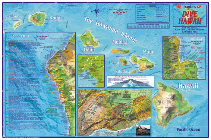 detail Hawaii Big Island 1:420t Dive mapa FRANKO´S