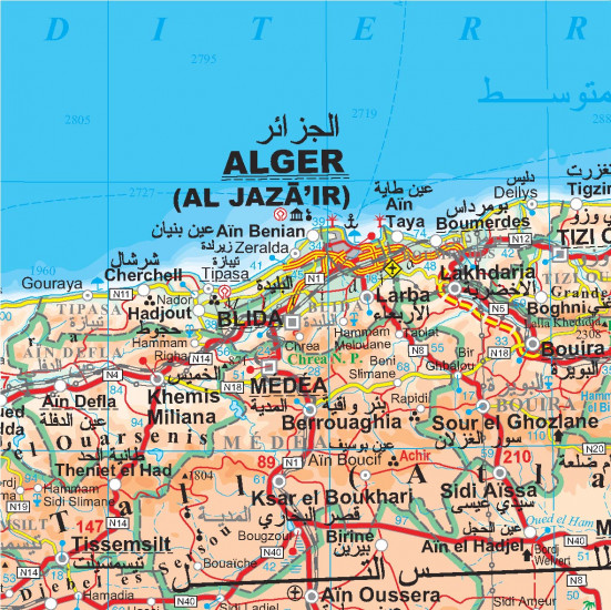 detail Alžírsko (Algeria) geogr. 1:2,5m mapa GIZI