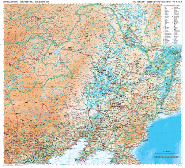detail Severovýchodní Čína (Northeast China) 1:2m mapa GIZI