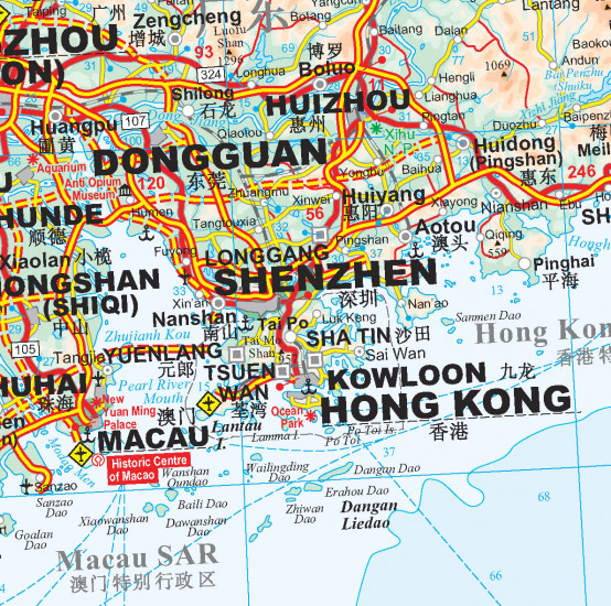 detail Jižní Čína (China South) 1:2m mapa GIZI