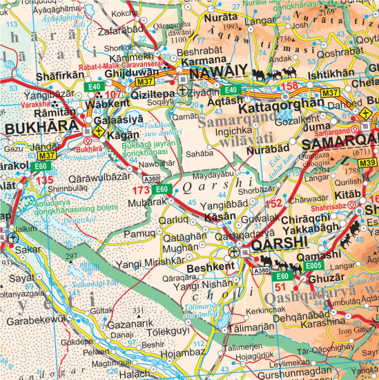 detail Hedvábná Stezka (Silk Road Countries) 1:3m mapa GIZI
