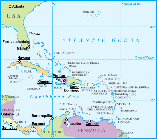 detail Svatá Lucie (St. Lucia) 1:50t mapa GIZI