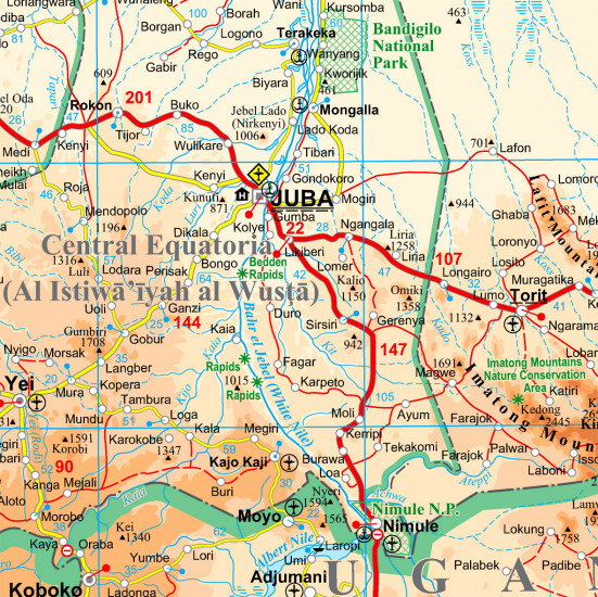 detail Sudan & South Sudan 1:2,5m mapa GIZI