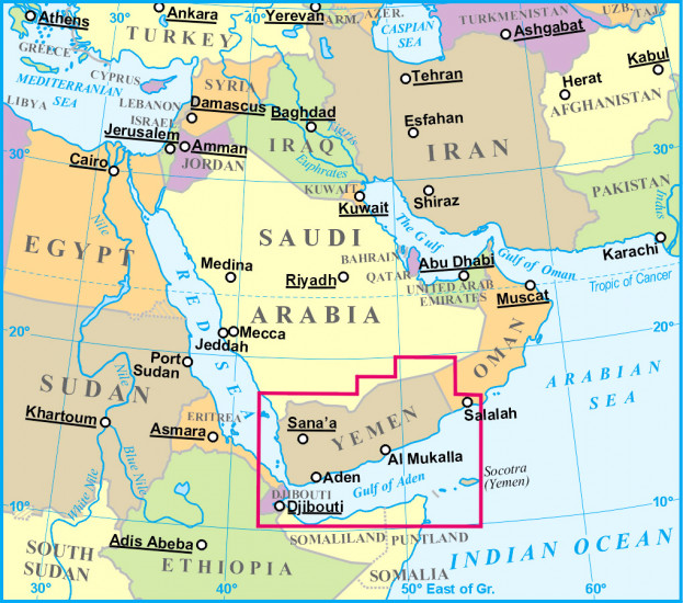 detail Jemen (Yemen) 1:1,25m mapa GIZI
