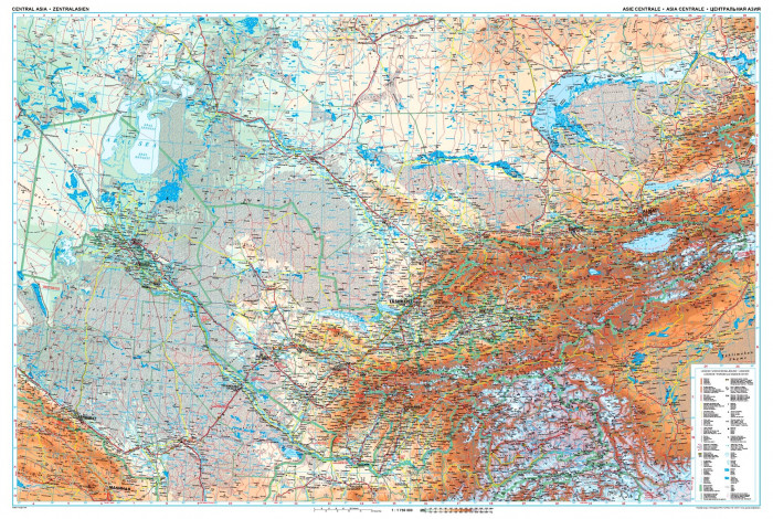 detail Central Asia 1:1,75m nástěnná mapa 122x82 cm GIZI