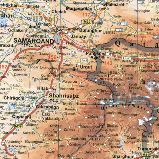 detail Central Asia 1:1,75m nástěnná mapa 122x82 cm GIZI