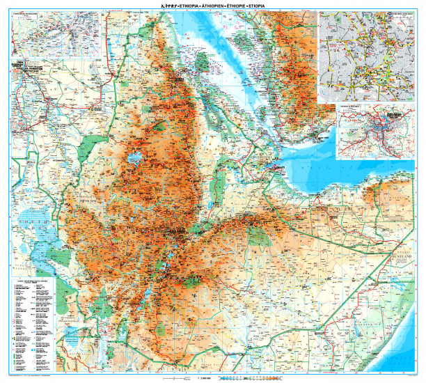 detail Etiopie (Ethiopia) nástěnná mapa 98x88GIZI