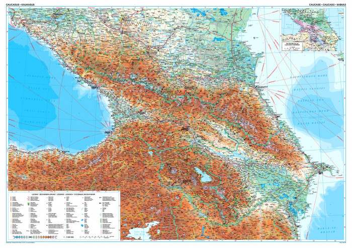 detail Kavkaz (Caucasus) nást. mapa 117x83 cm GIZI