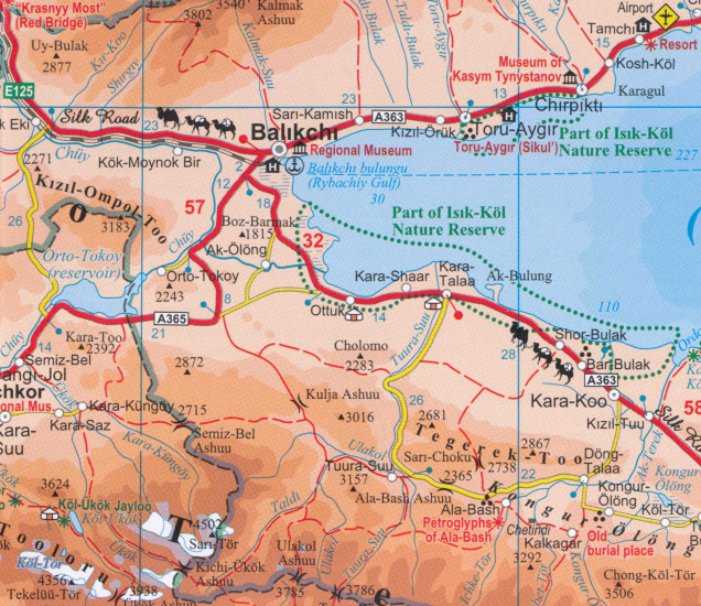 detail Kyrgyzstan 1:750t mapa / Bishkek 1:30t plán města GIZI