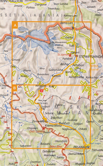 detail #4 Gruzie (Georgia; Khevi, Mt. Kazbegi, Gudauri) 1:50t mapa GEOLAND