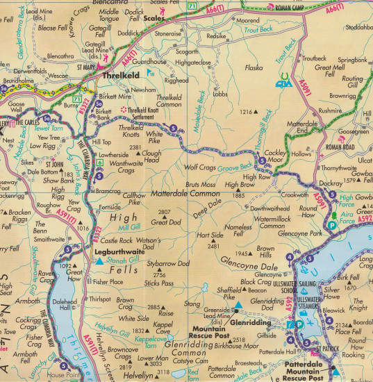 detail Lake District (Británie) 1:100t mapa 15 cyklo okruhů GE