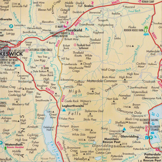 detail Lake District (Británie) 1:100t cestovní mapa & guide GE