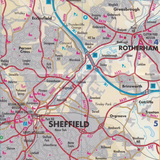 detail Peak District (Británie) 1:100t cestovní mapa & guide GE