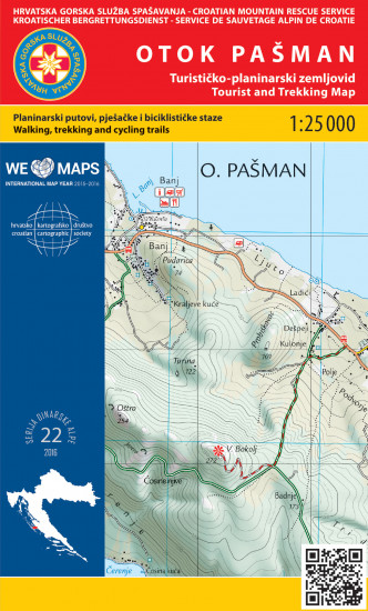 detail Otok Pašman 1:25.000 turistická mapa HGSS