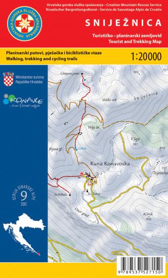 detail Sniježnica (Croatia) 1:20 000 turistická mapa HGSS