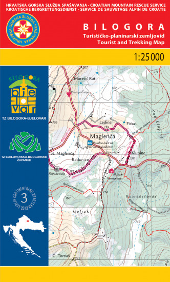 detail Bilogora 1:25 000 turistická mapa HGSS