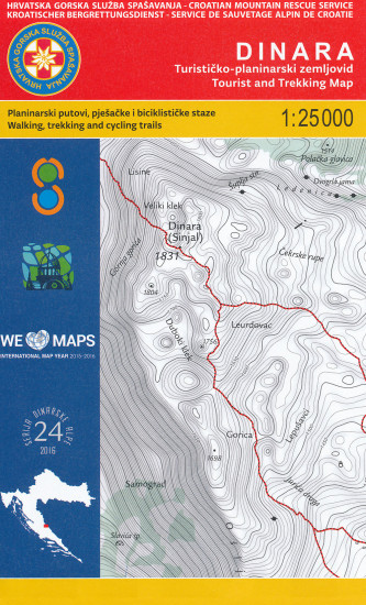 detail Dinara (Sinjal) 1:25.000 turistická mapa HGSS