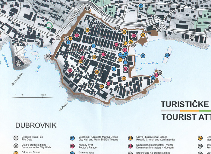 detail Dubrovnik 1:25.000 turistická mapa HGSS