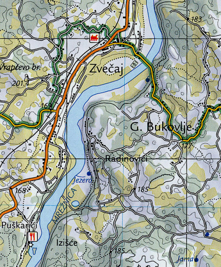 detail Karlovac - Duga Resa 1:25.000 turistická mapa HGSS