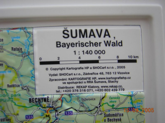 detail Šumava reliéfní mapa 1:140t HP