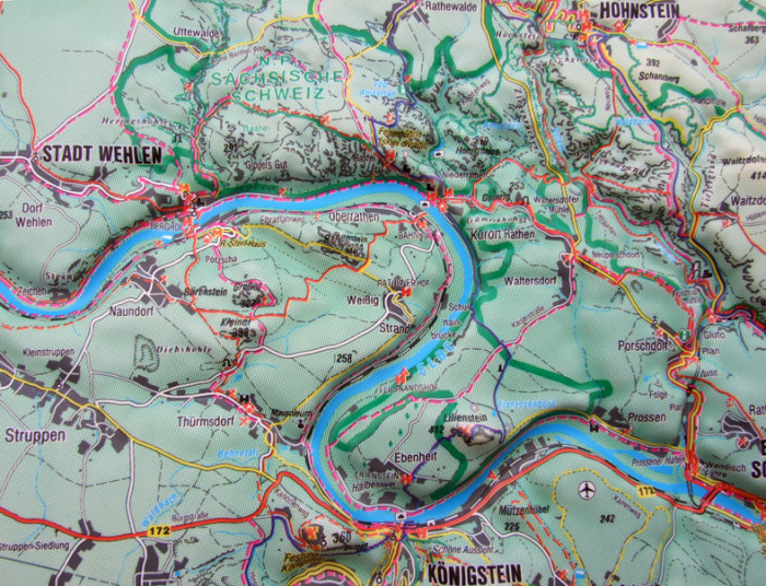 detail Českosaské Švýcarsko, Labské pískovce 1:50t reliéfní mapa HP