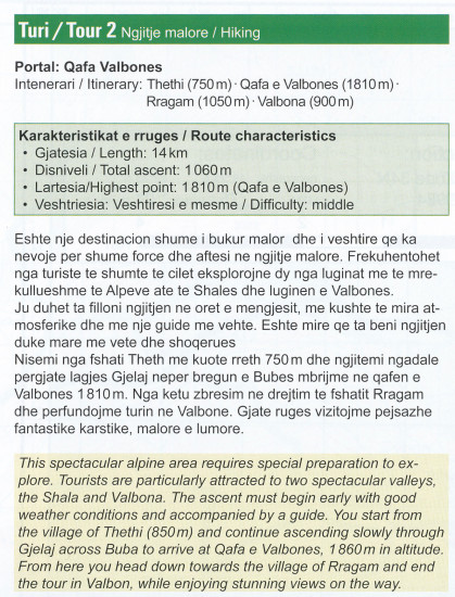 detail Albánie 1:50 000 (2) Tropoja – B. Curri – Valbona