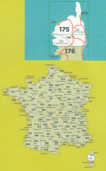 detail IGN 175 Bastia, Corte 1:100t mapa IGN