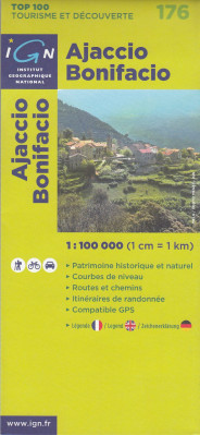 IGN 176 Ajaccio, Bonifacio 1:100t mapa IGN