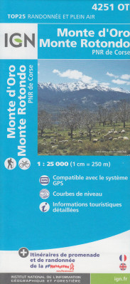 IGN 4251 OT Monte d´Oro / Monte Rotondo / PNR de Corse 1:25t mapa IGN