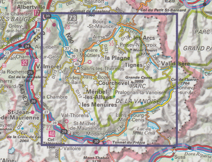 detail Massif de la Vanoise 1:75t mapa IGN
