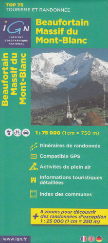 Beaufortin Massif du Mont Blanc 1:75t mapa IGN