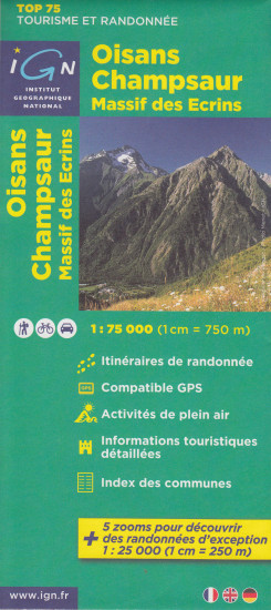 detail Oisans Champsaur - Massif Ecrins 1:75t mapa IGN