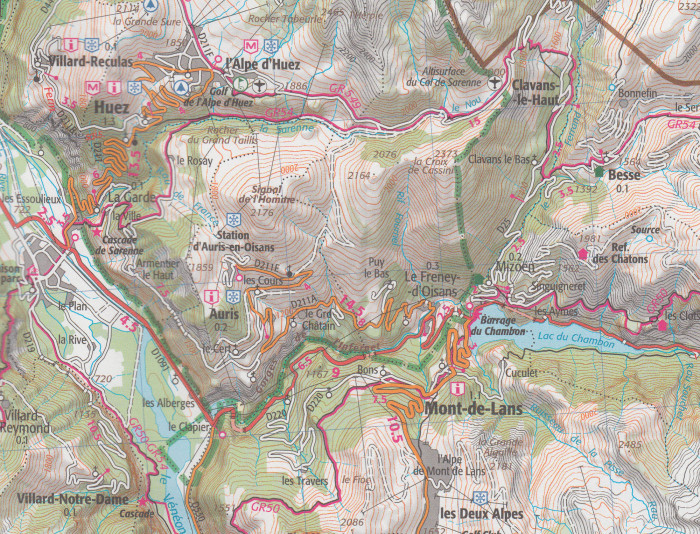 detail Oisans Champsaur - Massif Ecrins 1:75t mapa IGN