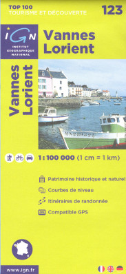 IGN 123 Vannes / Lorient 1:100t mapa IGN