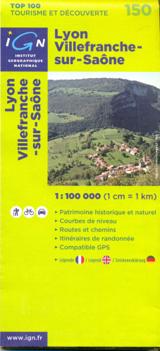 IGN 150 Lyon / Villefranche-sur-Saone 1:100t mapa IGN